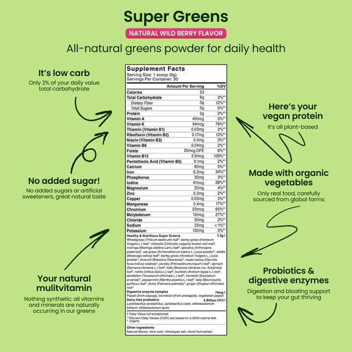 Super Greens: all-natural greens powder for daily health