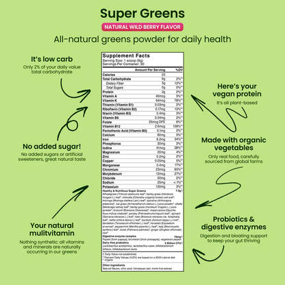 Super Greens: all-natural greens powder for daily health